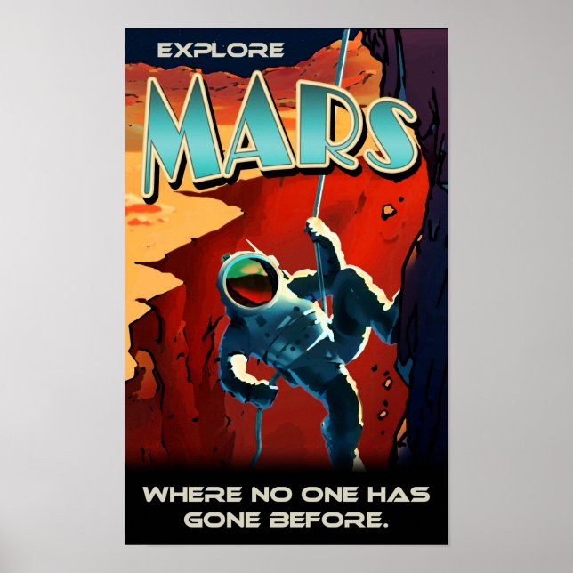 Explorer Mars - Affiche de voyage rétro personnali (Devant)