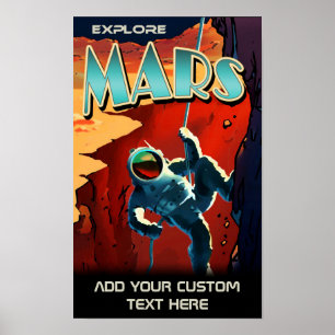 Explorer Mars - Custom NASA Retro Travel Poster