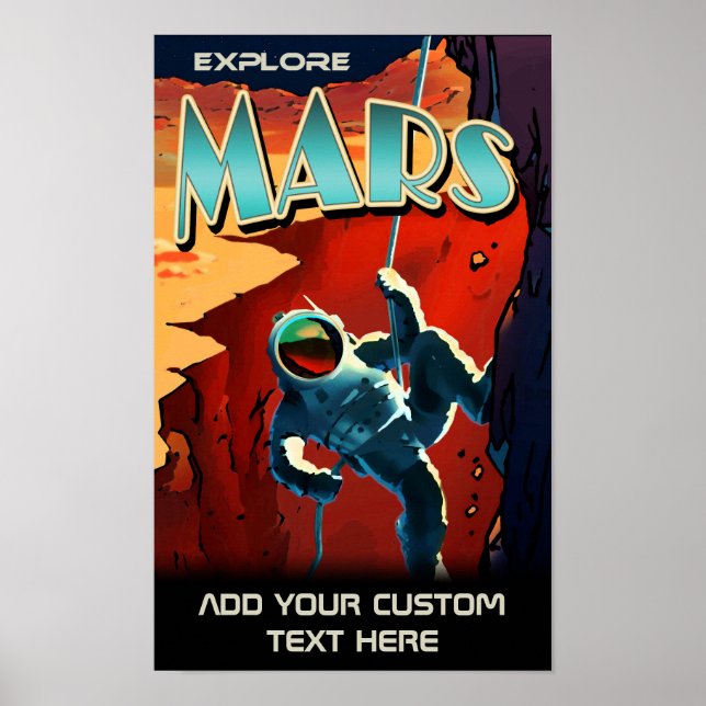 Explorer Mars - Custom NASA Retro Travel Poster (Devant)