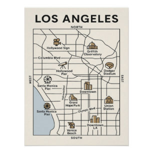Explorez Los Angeles - Poster Minimaliste Iconic M