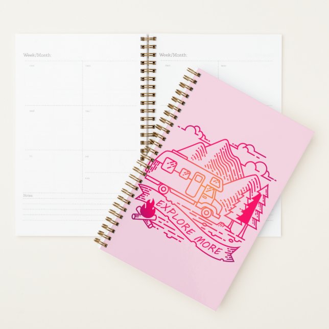 Explorez Plus Camper Rose Van Mountain Nature Love (Devant avec enveloppe)