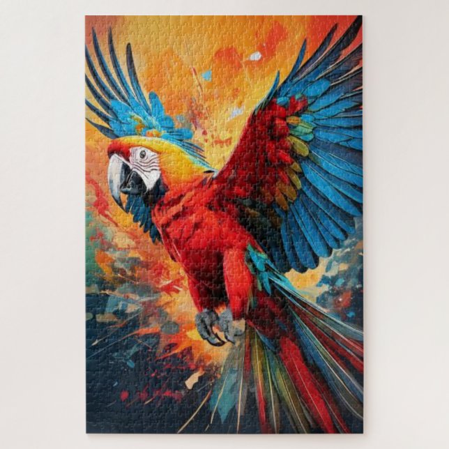Explosion de Couleurs Perroquet Art Puzzle (Vertical)