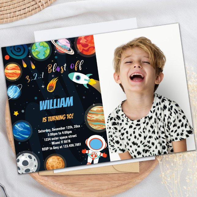 Explosion de Rocket Espace Extérieur Invitations A (Blast Off Rocket Outer Space Birthday Invitations)