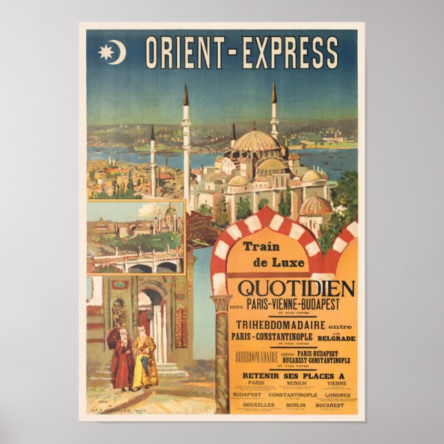 Express d'Orient France Poster vintage années 1910 (Devant)