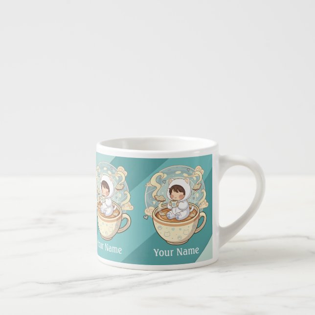 Expresso Cadeau de tasse espresso mini chat texte à ajouter (Droite)