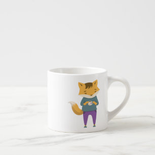 Expresso Cute renard avec tasse de thé