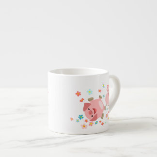 Expresso Deux mignons cochons de caricature dans la tasse d