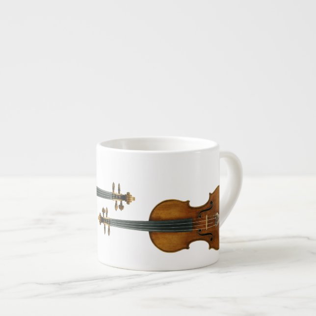Expresso Duo de violon de Stradivari reproduit sur la tasse (Devant droit)