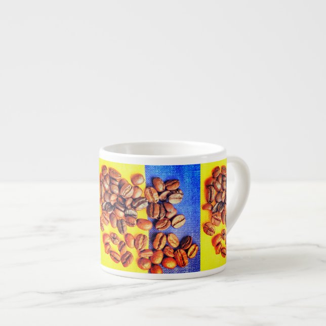Expresso Gousses de café texture jaune bleu Tasse d'espress (Devant droit)