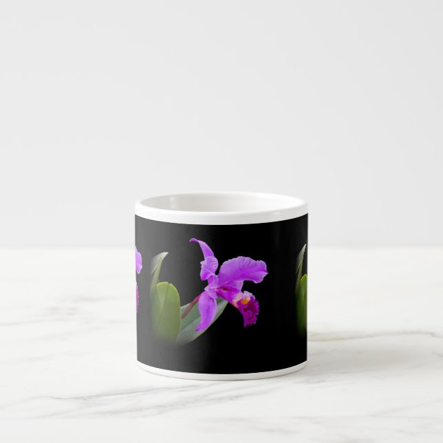 Expresso Orchidée sur la tasse personnalisable noire de (Devant)