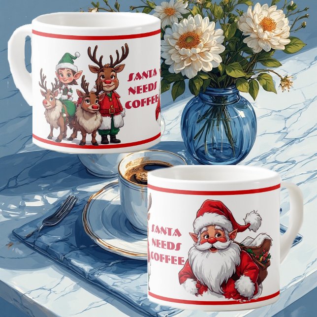 Expresso Père Noël drôle a besoin de café Tasse de café de  (Santa Needs Coffee Humorous Christmas Coffee Espresso Cup)