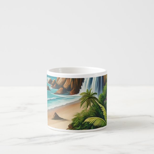 Expresso Plage tropicale Océan Palmiers espresso tasse (Devant)