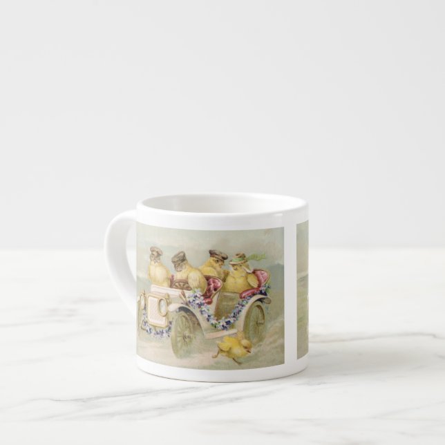 Expresso Poulets sur la course - tasse vintage mignonne (Devant gauche)