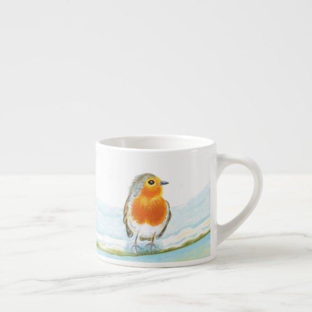 Expresso Robin rouge dans la tasse de café d'hiver (Droite)
