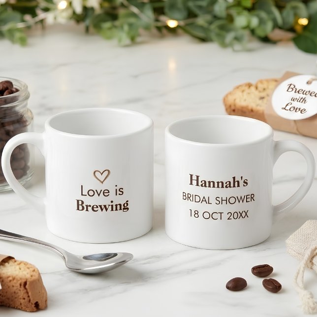 Expresso Tasse à espresso « L'amour est en train de se prép (Love is Brewing Bridal Shower Espresso Mug Favor)