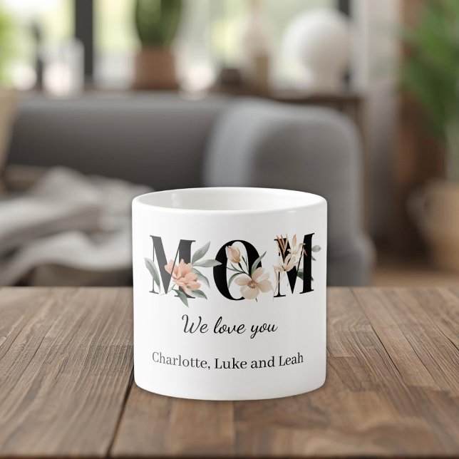 Expresso Tasse de café élégante personnalisée avec motif fl (Créateur téléchargé)