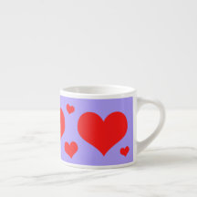 Tasse de Jumbo Esspresso, avec coeurs rouges