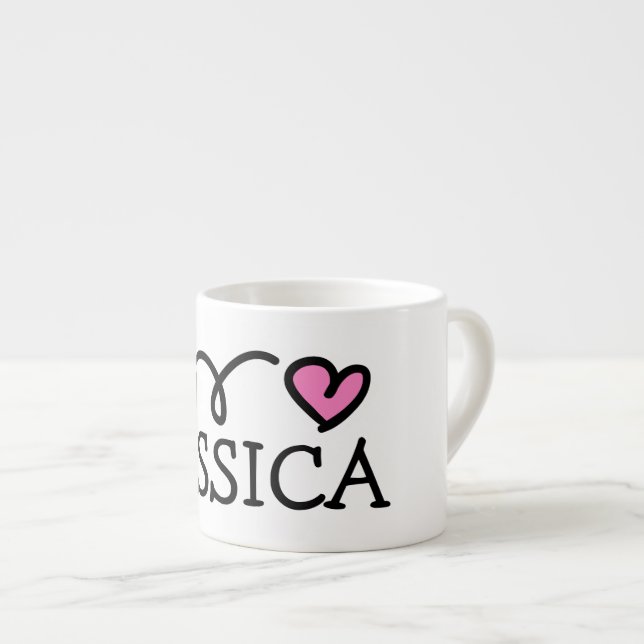 Expresso Tasse de petit enfant personnalisée au coeur rose  (Devant droit)