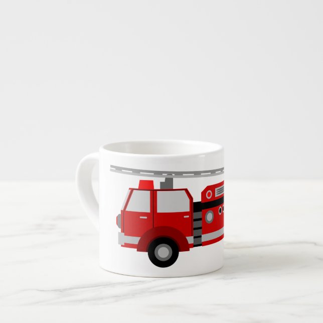 Expresso Tasse en céramique de petite taille de Firetruck (Devant gauche)