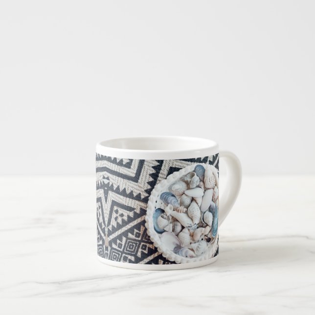 Expresso Tasse Espresso Tapis Panier Coquillages Texture (Devant droit)