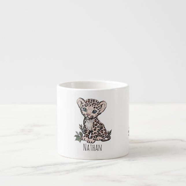 Expresso Tasse pour enfants avec un bébé léopard mignon (Devant)