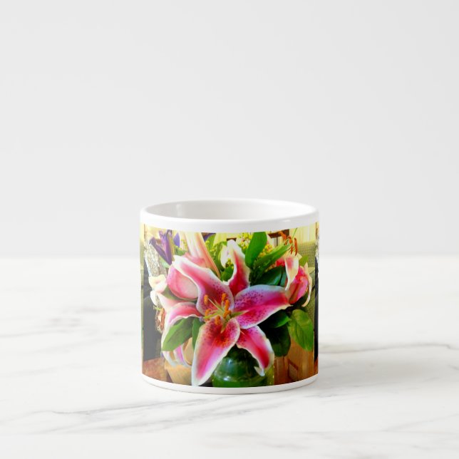 Expresso tasse rose de café express de lis d'astronome (Devant)