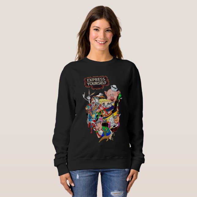 Exprimez-vous Rétro Dessin Animé Mashup Sweatshirt (Devant entier)