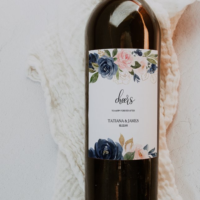 Exquis automne Floral Mariages Étiquettes de vin (Créateur téléchargé)