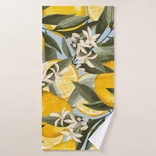 Exquis motif aux fruits jaunes bergamot, cit (Serviette de bain)