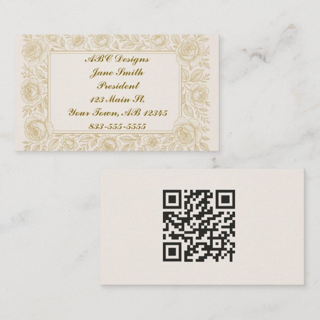 Exquis Rose QR Code Carte de visite (Devant / Derrière)