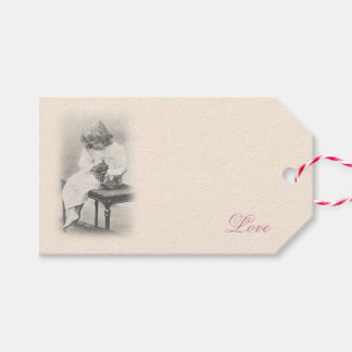 Exquise étiquette fille et chat vintage FromMyDesk