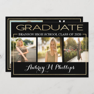 Exquise invitation à la graduation Gold Foil