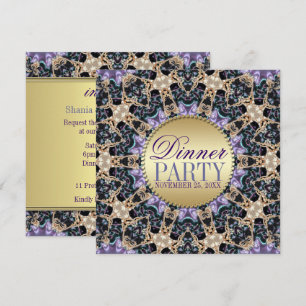 Exquise Purple Gold Dinner Invitations