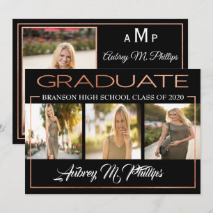 Exquise Rose Gold Graduation Invitation