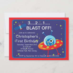 Externe Rocket Invitations de fête d'anniversaire