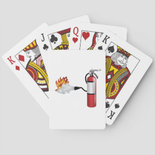 Extincteur éteignant des cartes de jeu du feu