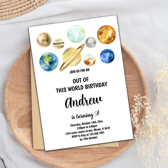 Extrait de cette planète Planètes Invitation d'ann (Out of this world planets Birthday Invitations)