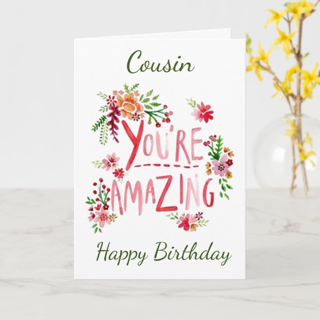 EXTRAORDINAIRE **COUSIN** SUR VOTRE CARTE D'ANNIVE (Fleur jaune)