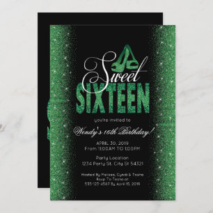 Extravagant Emerald Sweet 16 Invitations