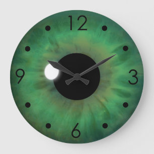 Eye Vert Iris Eyball Personnalisé Grande horloge r