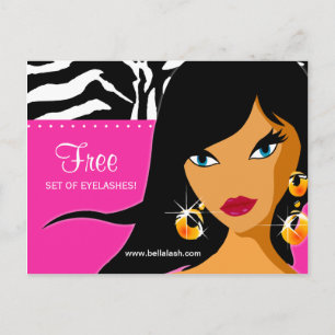 Eyelash Invitation Ethnic Woman Pink Zebra