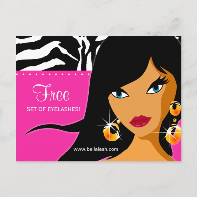 Eyelash Invitation Ethnic Woman Pink Zebra (Devant)