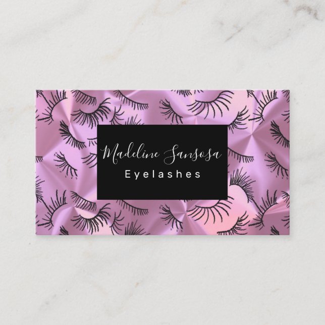 Eyelash Technicien Carte de visite de soie rose (Devant)