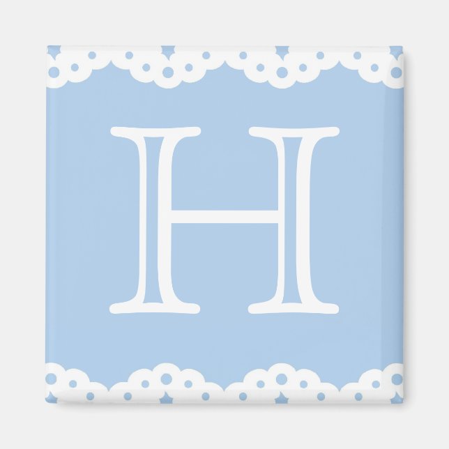 Eyelet dentelle sur le aimant Carré bleu (Devant)