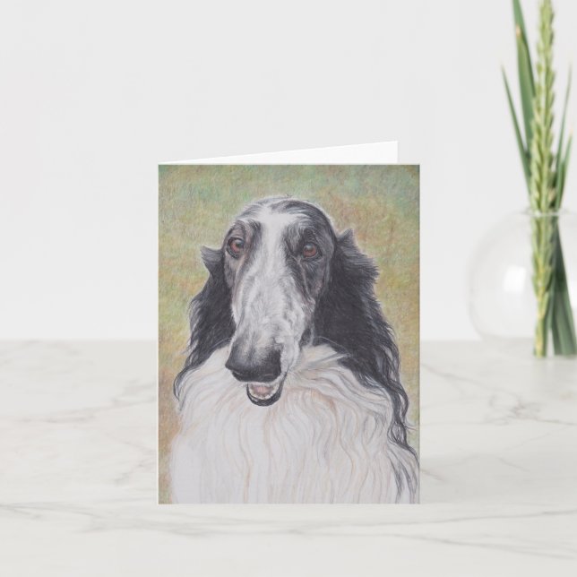 Ez le Carte pour notes d'art du chien de Borzoi (Devant)