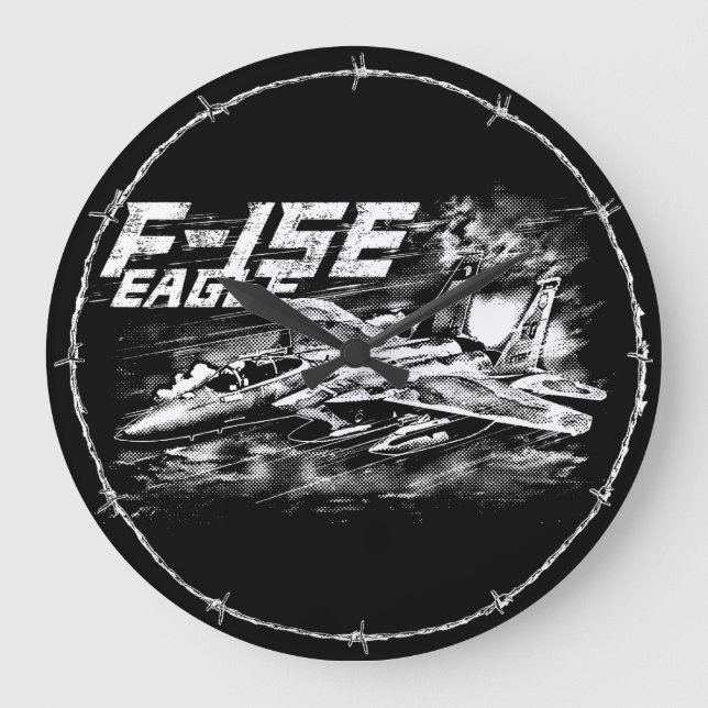 F-15 Eagle Arrondi (Grande) Horloge murale (Recto)
