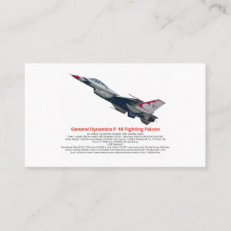 F-16 Falcon Fighter Jet Carte de visite