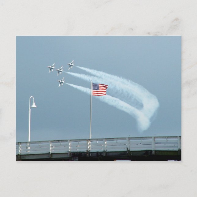 F-16 Fighting Falcons Carte postale drapeau améric (Devant)