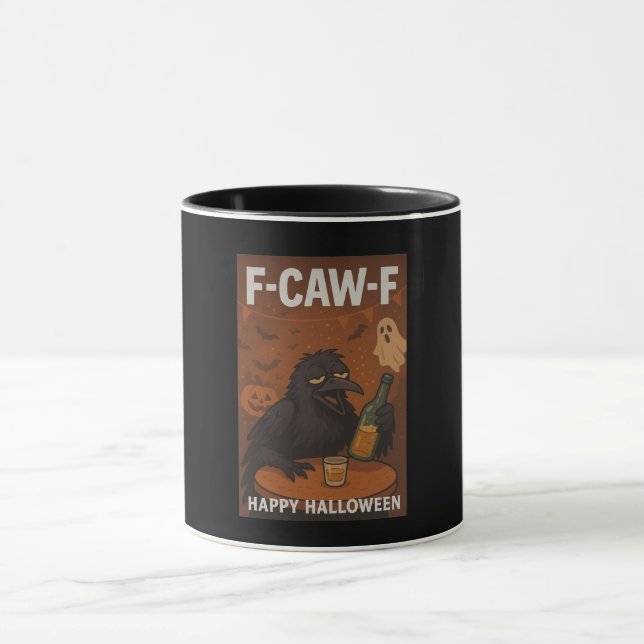 F-CAW-F Corbeau cousu Halloween Mug (Centre)