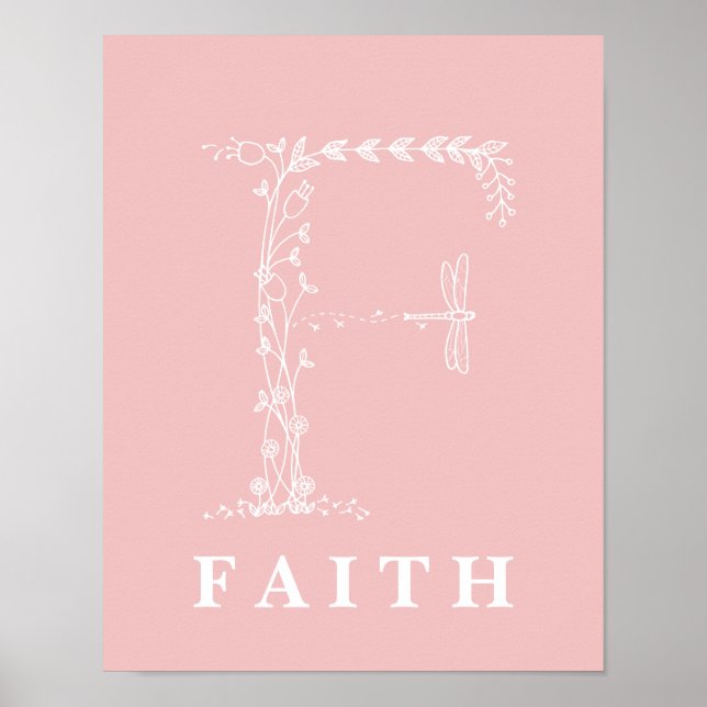 F Monogramme floral botanique Poster de pépinière  (Devant)